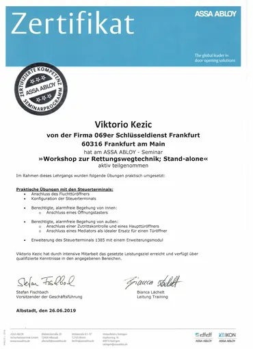 Link zum Zertifikat für Workshop